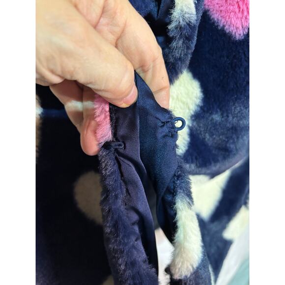 Hatley 8 blue faux fur pink white hearts jacket w/pockets like new - Picture 8 of 8